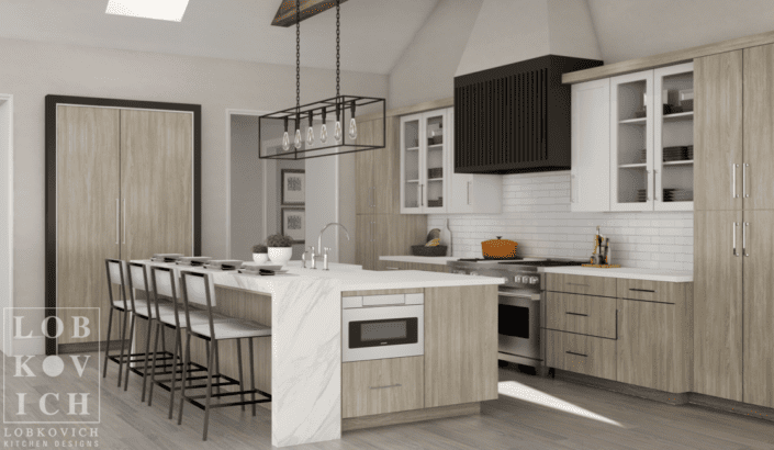 A kitchen with an island and stove in it